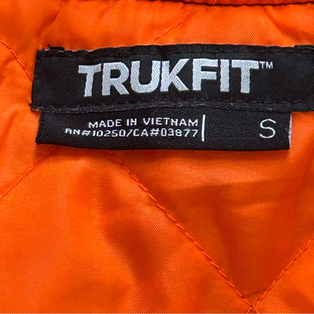 Trukfit Bomber Jacket Mens‎ Small Black Camo Orange Quilted Lined - Picture 12 of 15